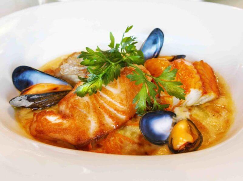 Seafood dishes in a restaurant, France